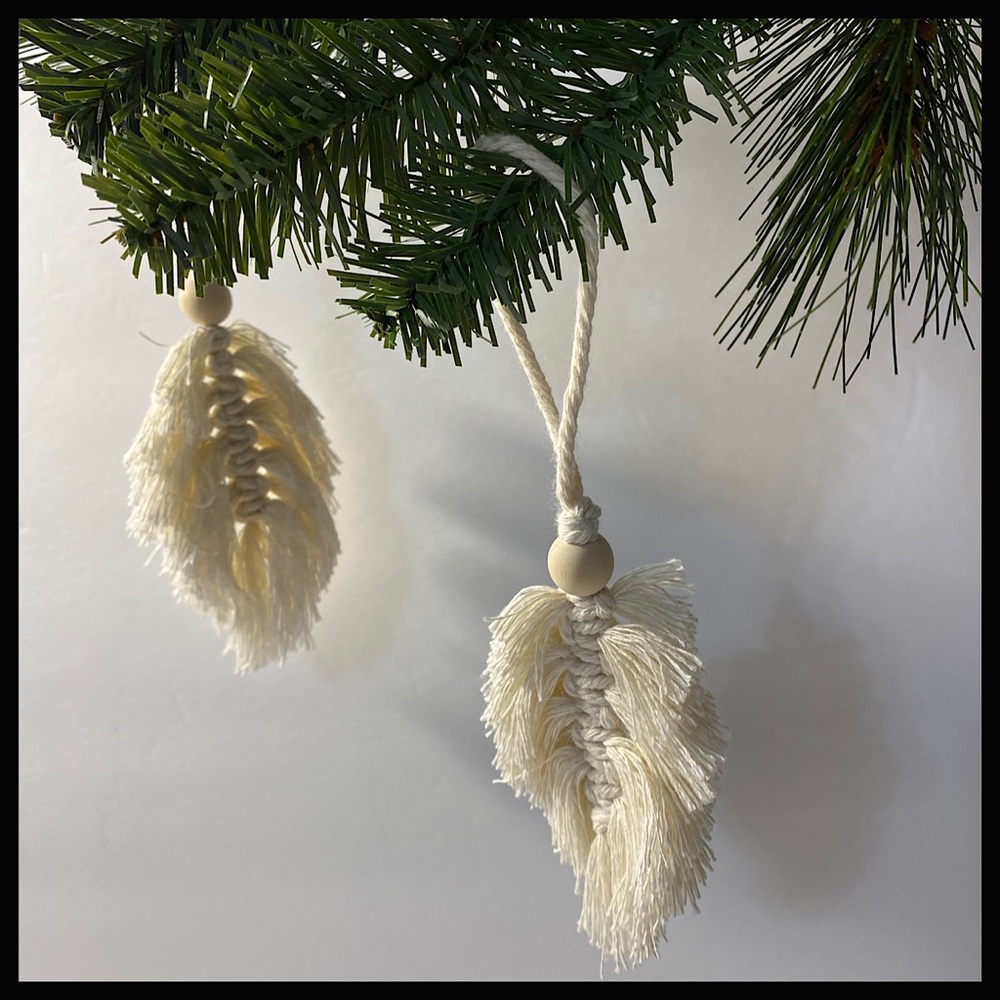 Handmade Macrame Feather Christmas Tree Ornaments